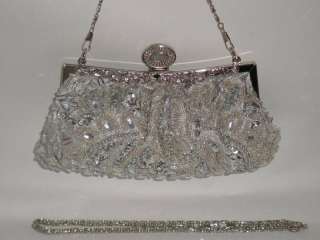 Silver Gorgeous Slice Beads Evening Wedding Bag #3436  