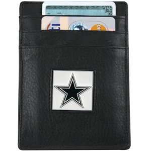 Dallas Cowboys Black Leather Money Clip and Business Card Holder 