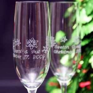    Snowflake Winter Wedding Champagne Flutes: Health & Personal Care