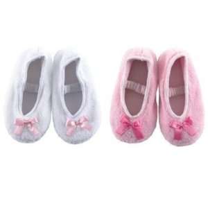 Luvable Friends Fuzzy Ballet Slippers Pink and White  