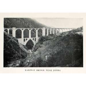  1925 Halftone Print Railway Bridge Ronda Spain 