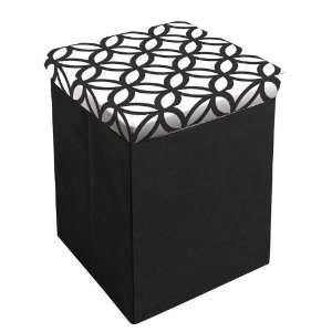  Storage Stool with Lattice Cushion Top in Black Color 