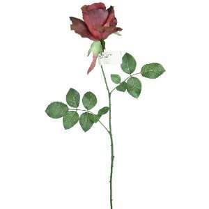 27 Beautiful Life like Half Open Silk Single Stem Rose Flower   Rusty 
