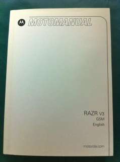 Owners Manual(Motomanual) for RAZR V3 GSM English/Spanish  