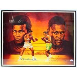  Muhammad Ali & Frazier Signed Lithograph Psa/dna Framed 
