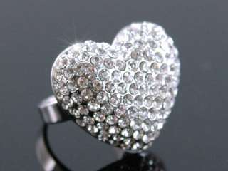 Sparkling 3D Heart Ring use Swarovski Crystal SR058  