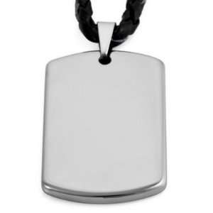  High Quality Mens Silver Tungsten Dog Tag Necklace Pendant 