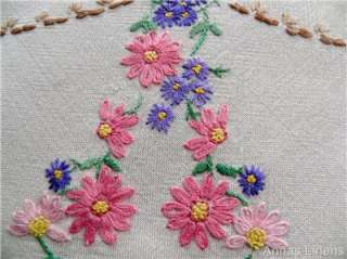 Beautiful Vintage Tablecloth Hand Embroidered Florals  
