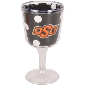  NCAA Oklahoma State Cowboys Polka Dot Wine Goblet   Black 