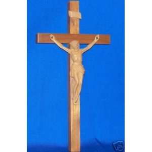  Crucifix   clay look plastic figure on wooden cross 12 x 
