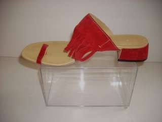 MIU MIU Italy Red Leather Fring Toe Ring Sandals 7.5  