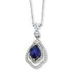   Shape Created Sapphire & White CZ Pendant Necklace in Sterling Silver