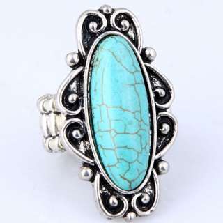   silver watch chain women fashion blue turquoise birthday ring  