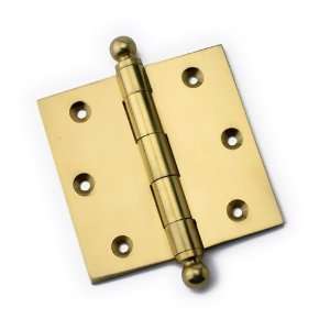  3 1/2 solid brass ball tip door hinge in polished brass 