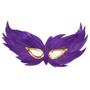  Purple Mardi Gras Feather Mask 