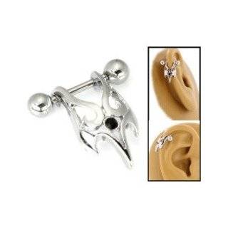   Silver Tribal Cartilage Helix Earring Dangle   Right Ear: Jewelry