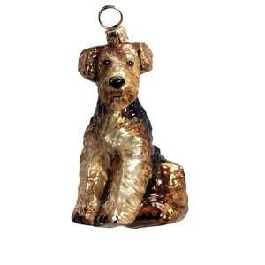 Joy to the World charity welsh terrier dog glass Christmas ornament 