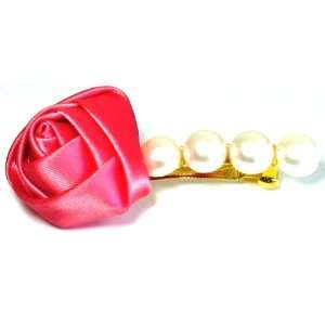   Salmon Color Rose Pearl Edge Clamp Hair Accessories Hairclip Jewelry