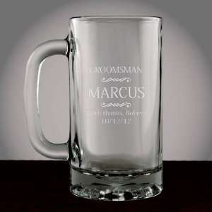  Personalized Groomsman Glass Beer Mug 