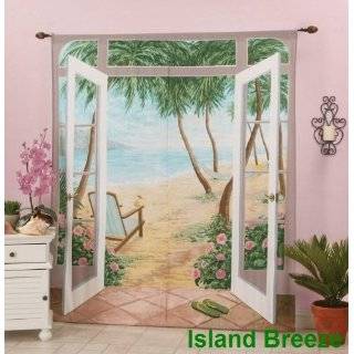 Layer Modern Palm Tree Beige / Sage Green Tropical Curtain Set with 