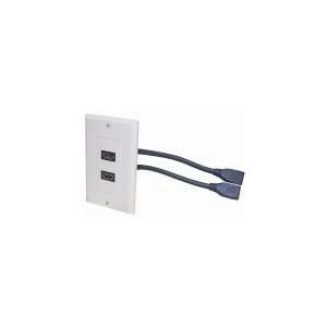  Dual HDMI Pigtail Designer Style Wallplate Ivory HDMI 1.3a 