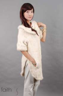 White Mink Fur Kintted Vest/Coat/Jacket/Sweater /Waist  