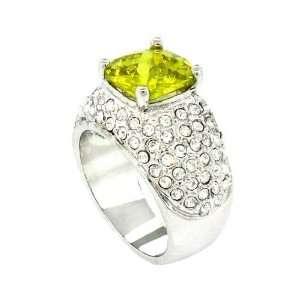  Classic/Vintage Dome Engagement Ring, Peridot,White CZs 