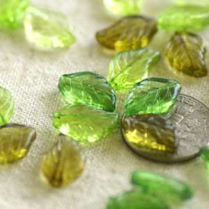 Mixed Acrylic Green Leaf Beads 12.5x8mm p175 PICK  