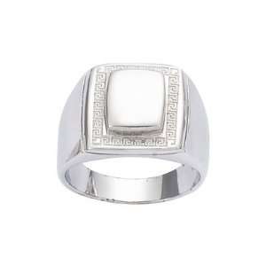  Sterling Silver Greek Key Pattern Signet Ring   Size 8 