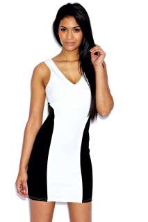 Christina Contrast Panel Open Back Detail Bodycon Dress at boohoo