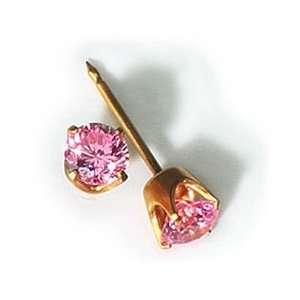 INVERNESS 24K Gold 3mm Pink Ice Tiffany CZ Piercing Earrings Health 