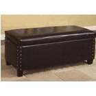   Concepts 443747 Faux Leather Storage Bench with Nailhead Trim   Brown