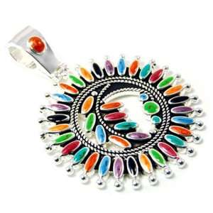 Multi Colored Epoxy Sun Catcher Style Pendant Necklace Fashion Jewelry