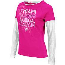 Reebok Miami Dolphins Womens Breast Cancer Awareness Laced Up Layered 