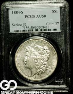 1884 S PCGS Morgan Silver Dollar AU 50 ** KEY DATE!!!  