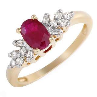 70ctw Ruby Solitaire & Diamond 10K Gold Womens Ring 5  