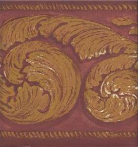 Wallpaper Border Gold Aacanthus Scroll On Burgandy Faux  