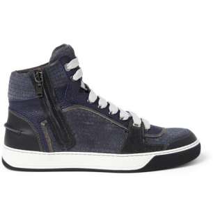  High top sneakers  Textured Leather and Suede High Top Sneakers