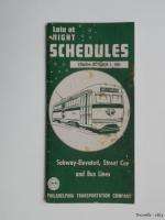 Vintage 1944 Philadelphia Street Car Subway Time Schedule Booklet 