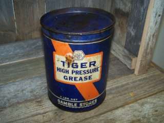 Vintage Tiger Grease Gamble Stores Advertising Can Tin  