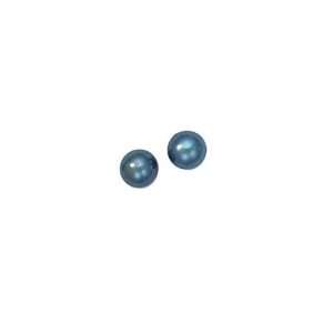 5.5 6mm dyed black freshwater pearl earrings: Jewelry