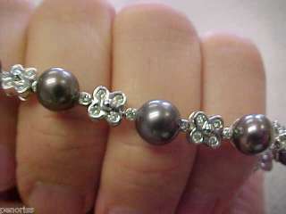 18k w.g. Diamond & Black Pearl Bracelet MAKE OFFER  