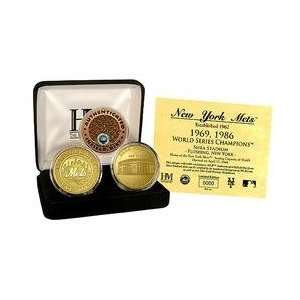 Highland Mint New York Mets 24KT Gold and Infield Dirt 3 Coin Set in 