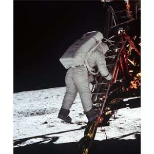Buzz Aldrin Descends From Lunar Module 