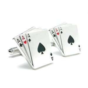 3 Card Poker 3 Aces Card Cufflinks Gift Boxed: Office 
