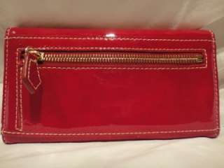 DOONEY & BOURKE PATENT LEATHER CONTINENTAL RED CHERRY 2Z507 WALLET 