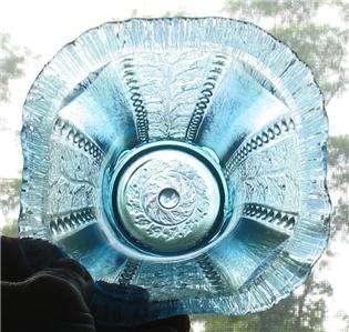CONTEMPORY ICE BLUE CARNIVAL GLASS HOLLY PANEL WHIMSEY HAT  