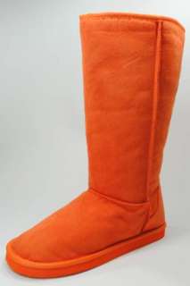 Womens Flat Winter Snow Suede Boots Shoes Orange New  
