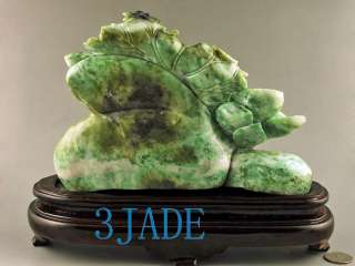 Dushan Jade Carving / Sculpture Lotus & Ducks Statue  