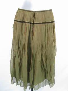 NWT LAFAYETTE 148 Olive Iridescent Pleated Skirt 0 $398  